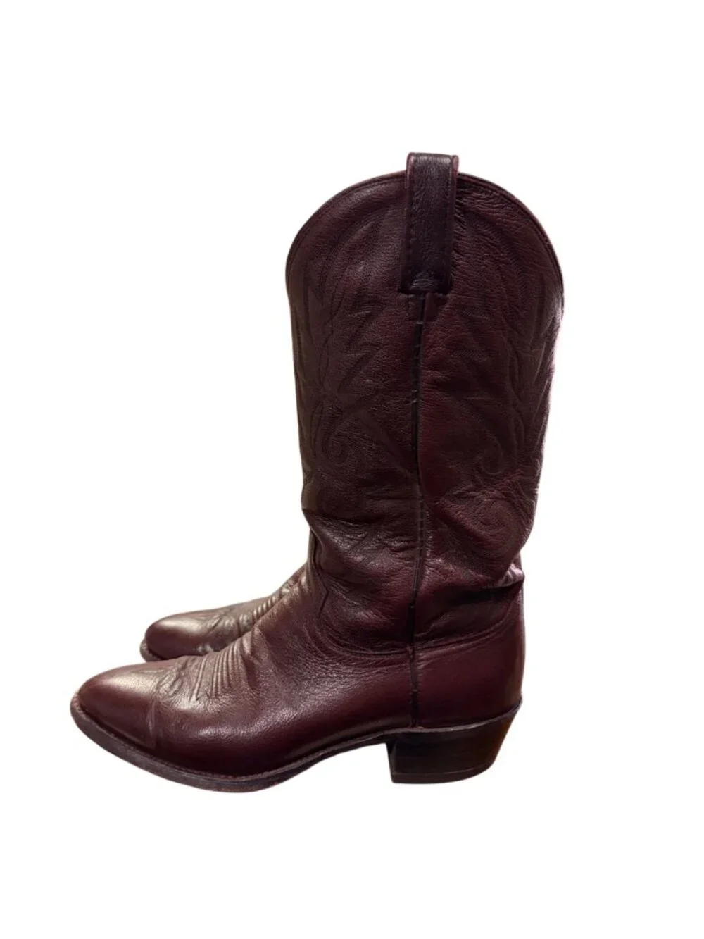 Vintage Dan Post Black Cherry Leather Cowboy Boots Sz 9 D Men’s Western Made USA